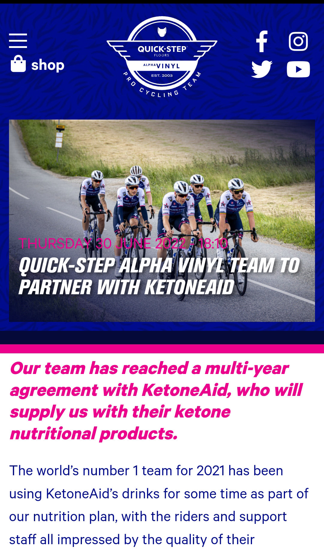 KetoneAid and Quickstep partnership.